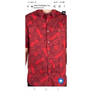New Small LA Police Wear Fire Truck Tactical Tiki Short Sleeve Snap Shirt NWT